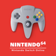 An N64 controller over a red background.